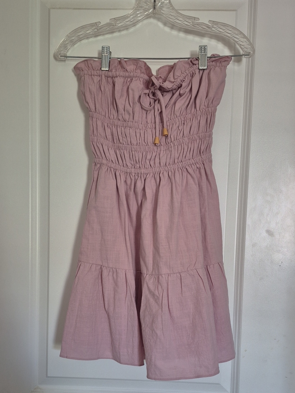Strapless Smocked Pink Summer Dress